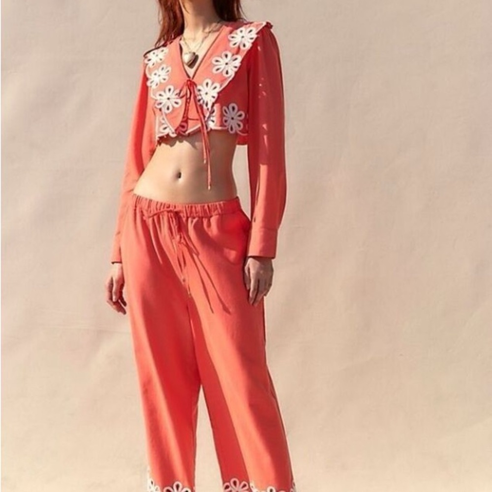 Free People Amina set  Embroidered top and pants